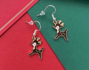 Rudolph the Red Nosed Reindeer Earrings Stocking Stuffer Gift Idea - Accesorios de invierno para ella, Joyas para fiestas navideñas - Holiday Jewellery