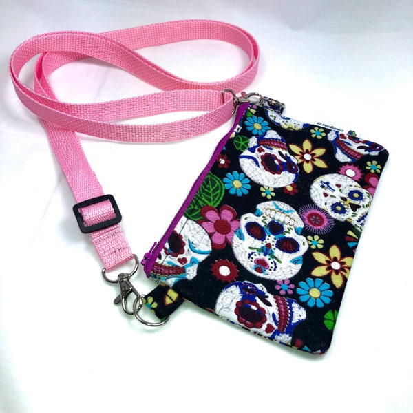 Sugar Skulls (Black) Convertible Crossbody Bag - Extra Long Adjustable Strap