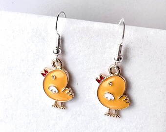Pendientes bonitos - Pollito - Joyas divertidas hechas a mano sin níquel - Regalo para niñas