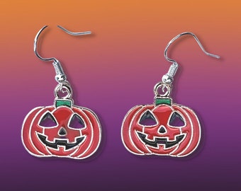Lindos pendientes de Halloween - Happy Jack O'Lantern Pumpkin - Spooky Fun Gift Idea para el 31 de octubre