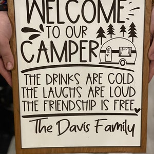 Welcome to Our Camper Sign with frame,Camper decorations,Personalized camper Sign,Custom Camp decor,Familly Name camper decoration
