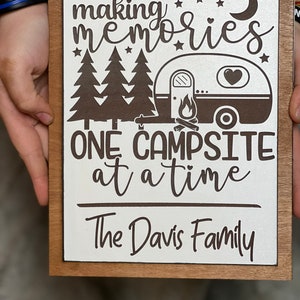 Personalized Campsite Sign with Frame: Laser Engraved Camper Decor