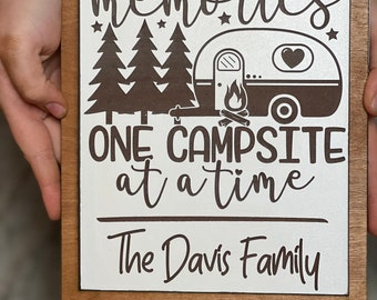 Personalized Campsite Sign with Frame: Laser Engraved Camper Decor