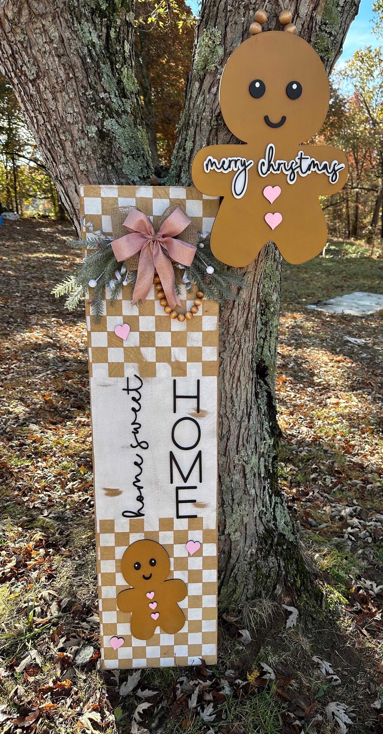 Gingerbread Door Hanger & Leaner Set: Christmas Welcome Decor - Etsy