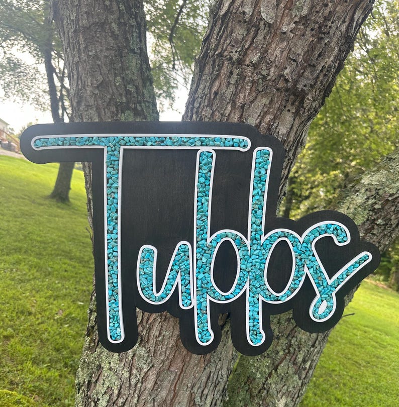 Turquoise Inlay Sign Turquoise Stone Name Sign: Custom Inlaid Maple Wood - Etsy