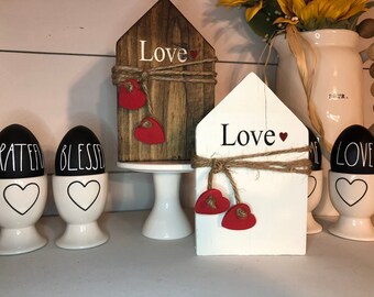 Love Wooden Mini sign,Tiered Tray sign,House shaped sign,Valentine Sign,Tiered tray decor