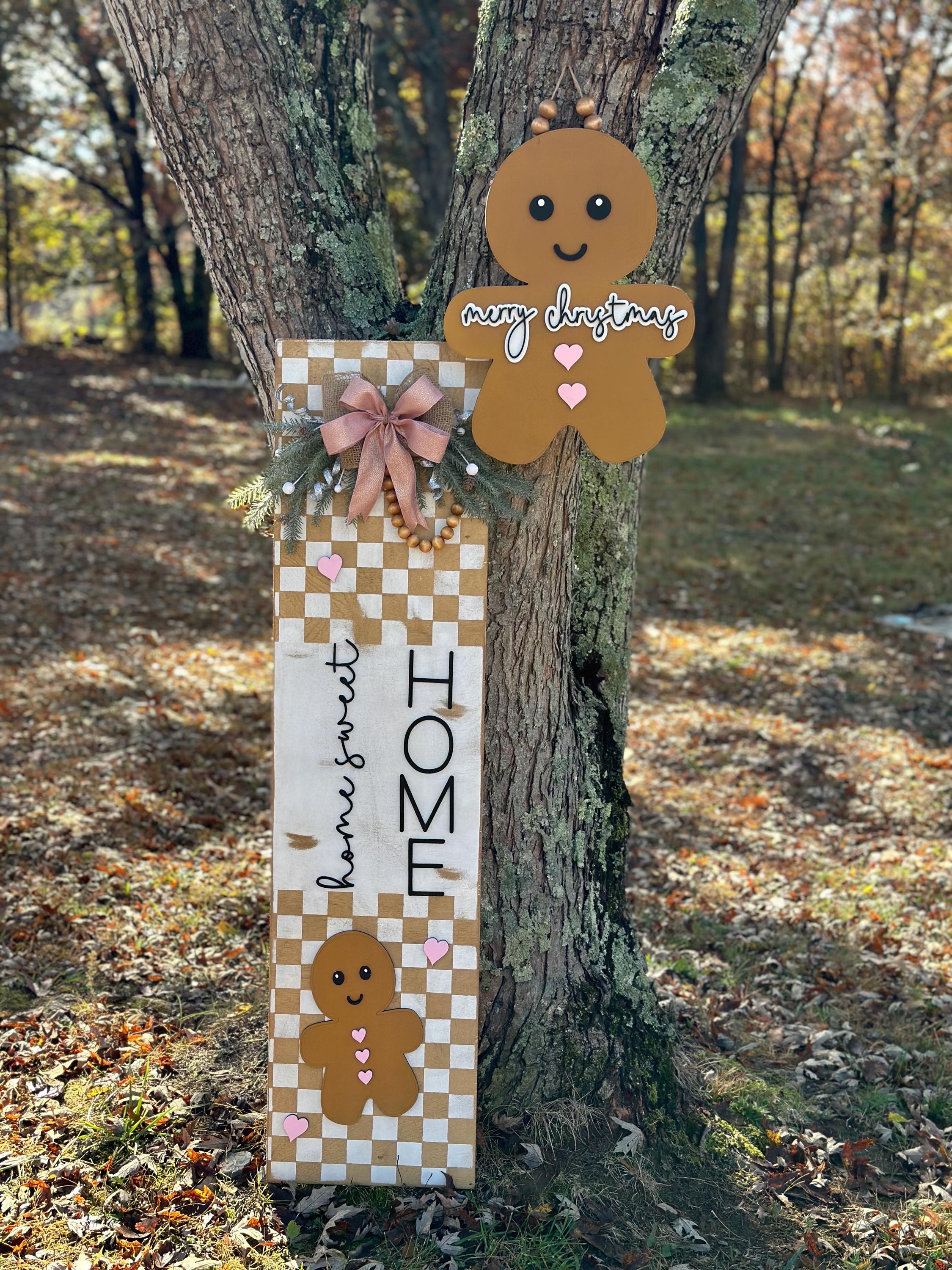 Gingerbread Door Hanger & Leaner Set: Christmas Welcome Decor - Etsy