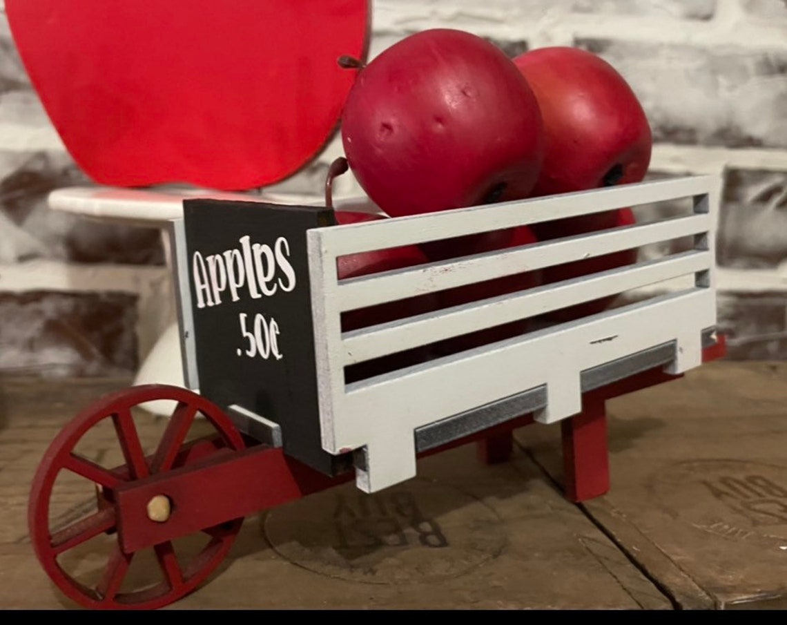 Apple Cart and ApplesWooden Apple Cart Shelf sitter Rae Dunn Etsy