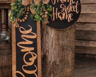 Welcome Door Hanger & Leaner Set: Front porch decoration