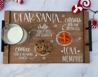 Santa Cookies and Milk Tray, Personalized Santa tray, Family Gift, Custom family Santa tray, Cookies and Milk Santa Christmas, Kids tray