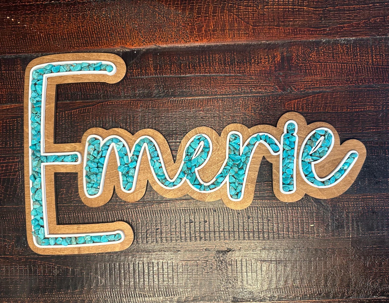 Turquoise Inlay Sign Turquoise Stone Name Sign: Custom Inlaid Maple Wood - Etsy