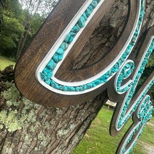 Turquoise Inlay Sign Turquoise Stone Name Sign: Custom Inlaid Maple Wood - Etsy
