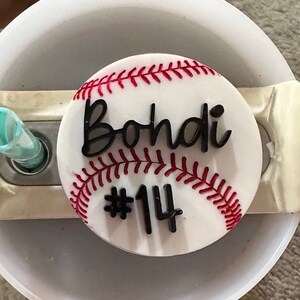 Baseball cup topper, Fits 20-30-40 oz tumbler-Stanley custom topper, Personalized Tumbler name top, Base ball mama, baseball mom cup top image 1