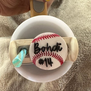 Baseball cup topper, Fits 20-30-40 oz tumbler-Stanley custom topper, Personalized Tumbler name top, Base ball mama, baseball mom cup top image 2