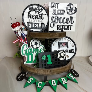 Soccer Tiered Tray SEt,Soccer Ball Tray Set,Fall signs,Ballgame Bundle_Decorations soccer,football decor