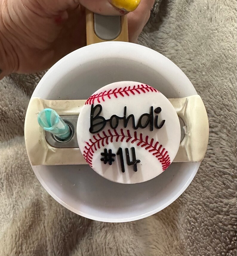 Baseball cup topper, Fits 20-30-40 oz tumbler-Stanley custom topper, Personalized Tumbler name top, Base ball mama, baseball mom cup top image 7