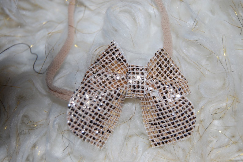 Bailey Mini Gold Disco Leather Bow