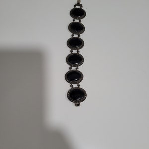 Sterling Silver Black Onyx and Marcasite Bracelet