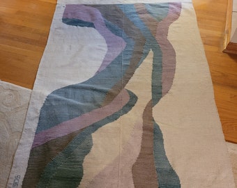 vintage handwoven modernist tapestry
