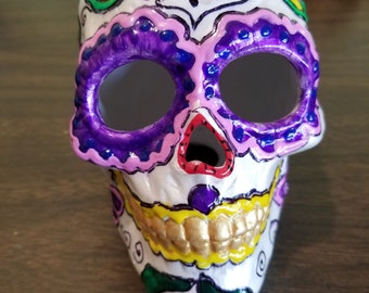 Beautiful Hand Painted Folk Art Ceramic Day of the Dead Sugar Skulls by Deb Cattoi #3