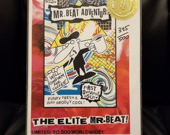 Mr. Beat 25th Anniversary Indie Comic "The Elite Mr. Beat" Stamp, Print, Sticker