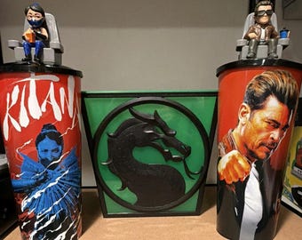 Mortal Kombat 2 II Movie Silhouette Square Popcorn Bucket Drink Topper Combo Set