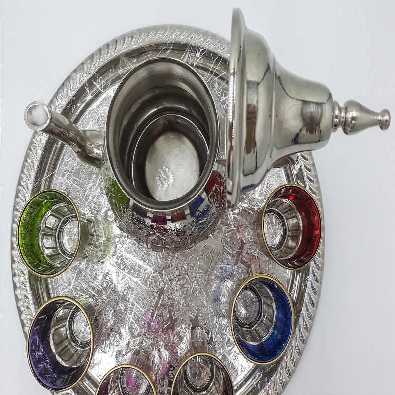 Set of 6 vintage Moroccan tea glasses Authentic teapot & Etsy