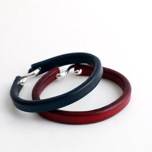Saddle Leather Bracelet, Mens Leather Bracelet, Sterling Silver Bracelet