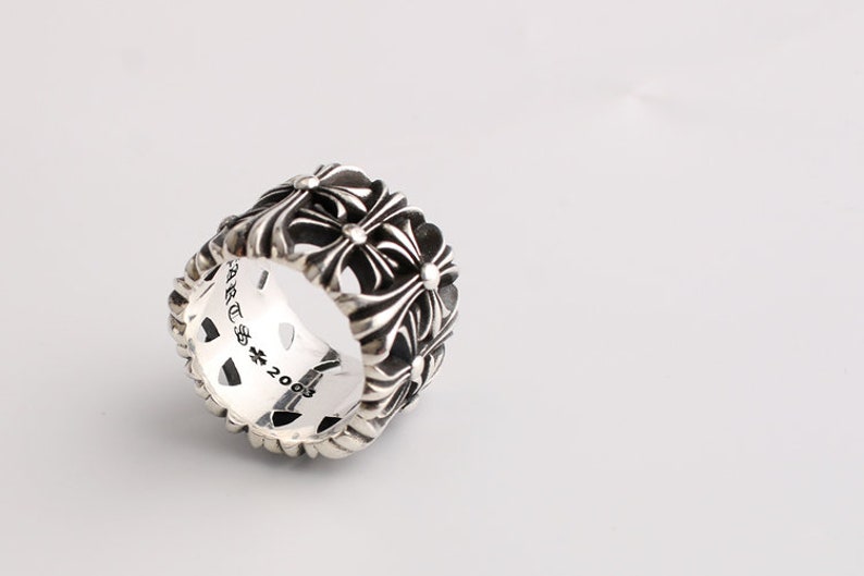 Punk couple Rings,Personalized Cross Rings,Chrome Hearts Rings,Cemetery Cross Ring Silver Cross Ring Sterling Silver Rings