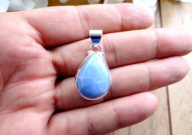 BLUE OPAL Silver Pendant925 Silver PendantHandmade PendantOctober BirthstoneNATURAL Blue Color PendantGift For HerBrithday Gift.