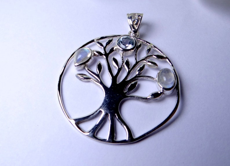 Blue TopazRainbow Moonstone silver pendant925 sterling silverhandmade pendantgift for herSILVER color pendantnatural gemstone pendant