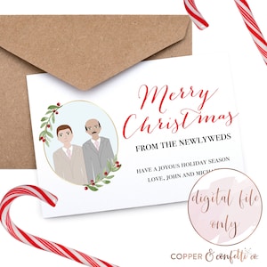 Gay newlywed portrait Christmas card click now to personalize your own holiday card DIGITAL FILE ONLY Merry Christmas