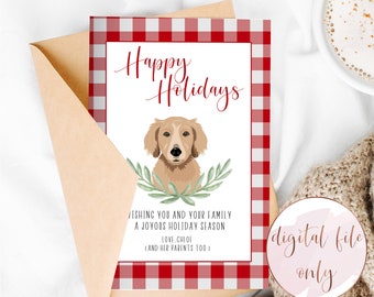 Custom pet portrait holiday card, dog Christmas Card, Cat christmas card, pet illustration, custom christmas card, DIGITAL FILE ONLY