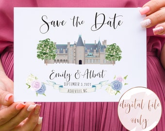 Custom venue illustration Save the Date, click now to personalize!  DIGITAL FILE ONLY