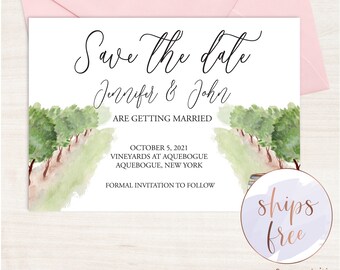 Watercolor winery Save the Date, rustic save the date, vineyards wedding