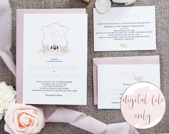 Custom crest wedding invitation suite, click now to design your own! DIGITAL FILE ONLY