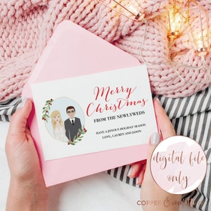 Braut und Bräutigam Weihnachtskarte, Braut und Bräutigam Weihnachtskarte zum ausdrucken, nur DIGITALE DATEI
