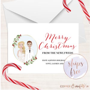 Lesbian newlywed portrait Christmas card- click now to personalize your own holiday card!