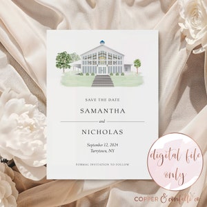 Custom Wedding Venue illustration Save the Date, Unique Save the Date, Watercolor Venue,  DIGITAL FILE ONLY