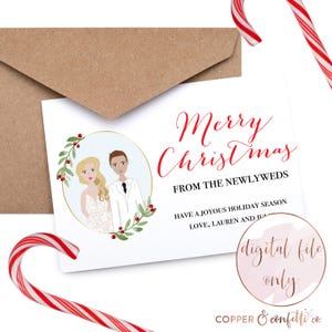 Lesbische Brautpaar Porträt Weihnachtskarte - klicken Sie jetzt, um Ihre eigene Weihnachtskarte zu personalisieren! NUR DIGITALE DATEI