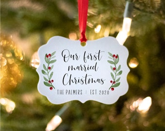 First Married Christmas 2020 Ornament, Newlywed Xmas ornament, 2020 bride, wedding ornament
