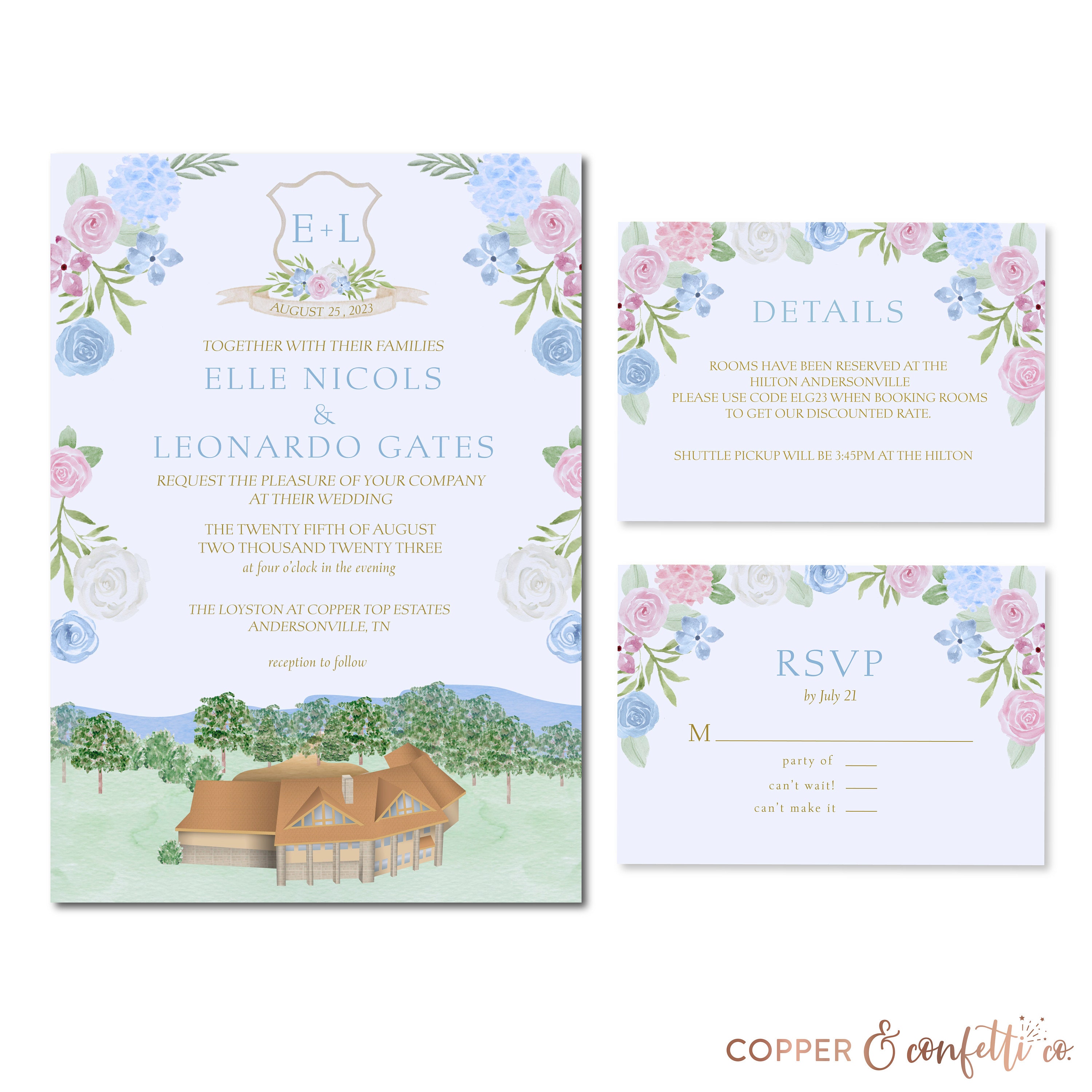 Custom Venue Illustration Wedding Invitation Suite DIGITAL FILE ONLY - Etsy