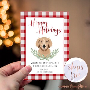 Custom pet portrait holiday card, dog Christmas Card, Cat christmas card, pet illustration, custom christmas card