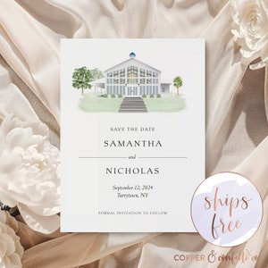 Custom Wedding Venue illustration Save the Date, Watercolor Wedding, Venue Drawing, Unique Save the Date
