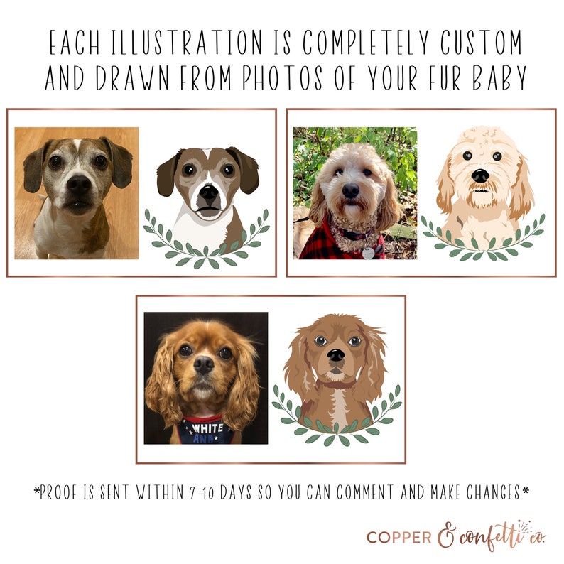 Custom 2 pet portrait holiday card, click now to personalize your own illustrated dog or cat Christmas card DIGITAL FILE ONLY image 8