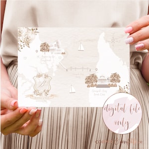 Mapa de casamento personalizado, arte de casamento impressa em casa, download digital, mapa boho neutro para salvar a data, SOMENTE ARQUIVO DIGITAL