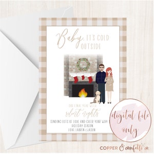 Tarjeta de Navidad de anuncio de embarazo personalizada, expectativa, tarjeta navideña de anuncio de bebé de género neutro con retrato, SOLO ARCHIVO DIGITAL