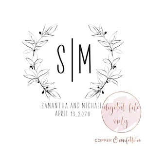 Monograma de corona de boda digital, logotipo de boda, logotipo de boda personalizado, SOLO ARCHIVO DIGITAL