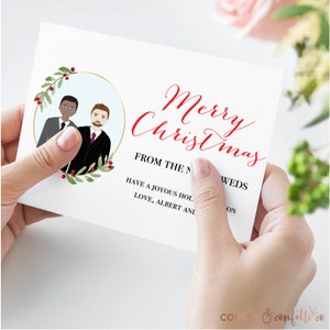 Gay newlywed portrait Christmas card click now to personalize your own holiday card DIGITAL FILE ONLY image 2