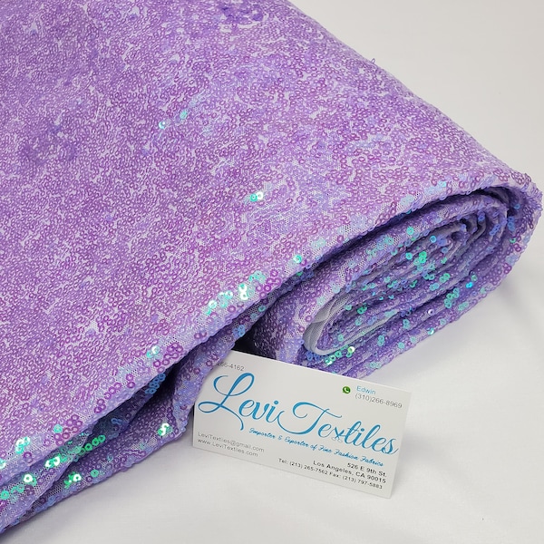 Iridescent Lilac Glitz Sequins Fabric / 3mm Sequin on Poly Mesh BTY
